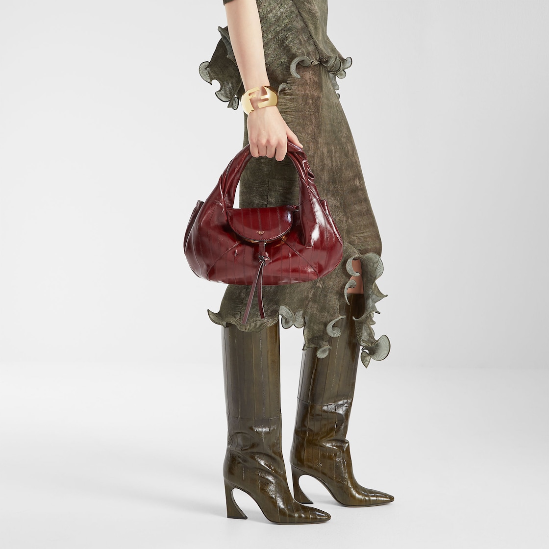 FENDI Fendi Spy Small Burgundy inlaid hagfish leather bag - Image 6